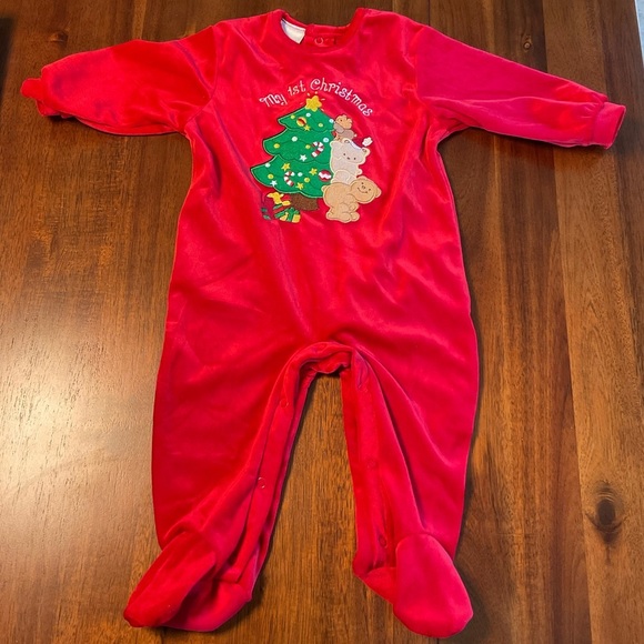 “My First Christmas” Velour Onesie - Picture 1 of 5